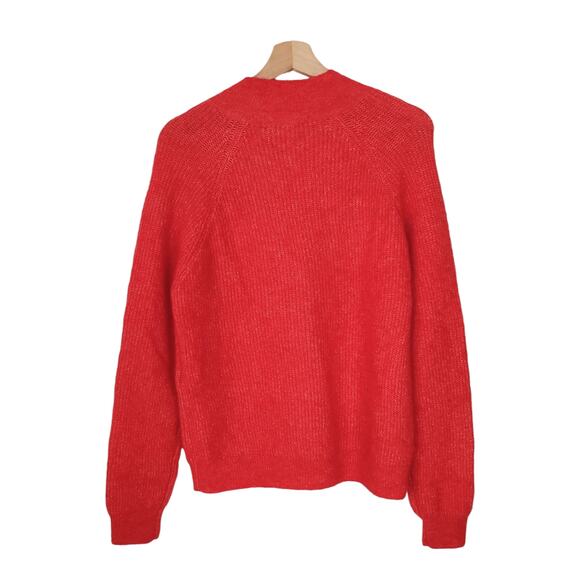 Sezane La Maille Rudy Jumper Mohair Mock Neck Sweater Red Knit Stretch Size M - Picture 2 of 9